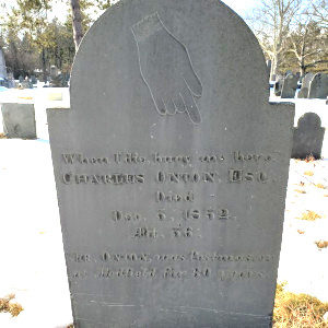 Gravestone with hand of Charles Onion 1852
