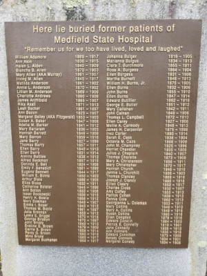 Memorial of former Medfield State Hospital patients buried